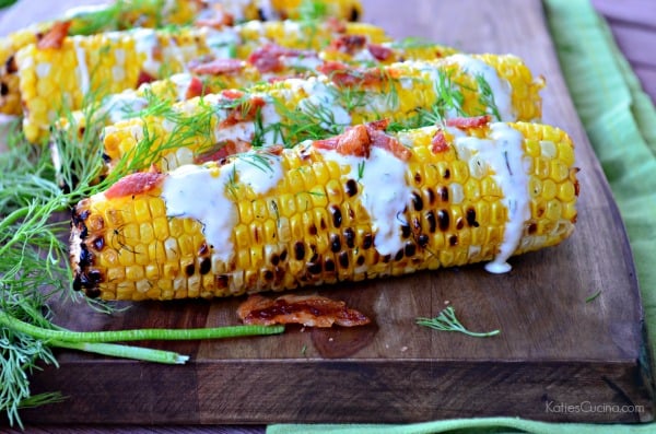 Bacon, Ranch, and Dill Grilled Corn on the Cob