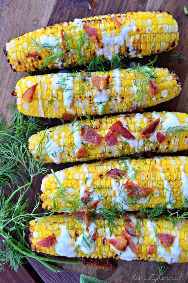 Bacon, Ranch, and Dill Grilled Corn on the Cob