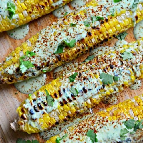 Grilled Corn with Cilantro Yogurt Sauce