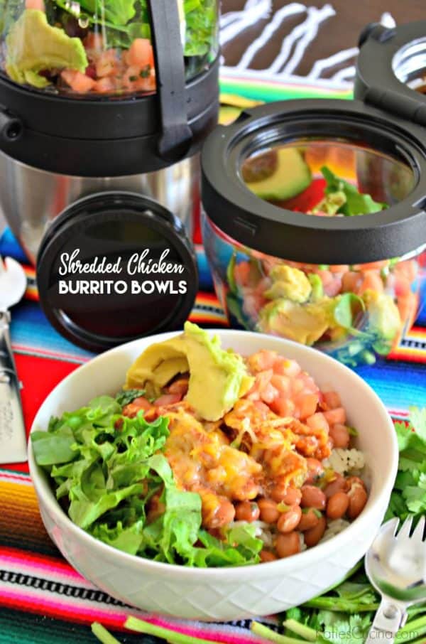 Shredded Chicken Burrito Bowls #SadDeskLunch 