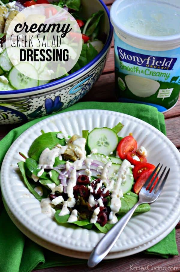 Creamy Greek Salad Dressing #StonyfieldBlogger