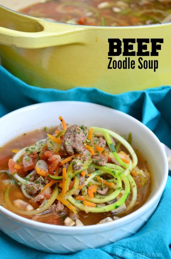 Beef Zoodle soup recipe #LaurasLeanBeef #SmarterBeef #Sponsored