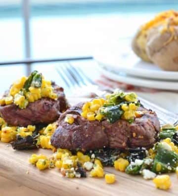 Grilled Beef Tenderloin with Corn and Poblano Salad