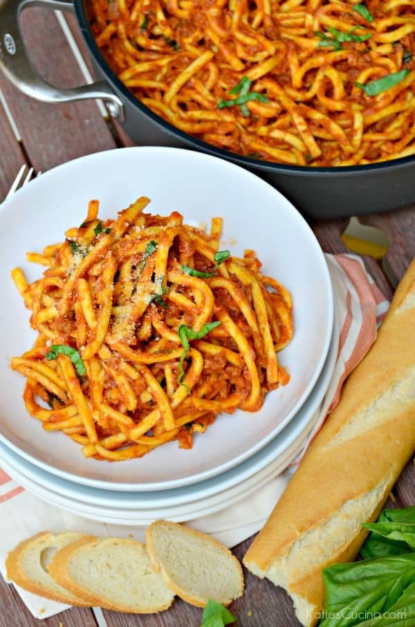 One Pot Pasta with Pork Ragù Sauce Recipe #GourmetGetaway