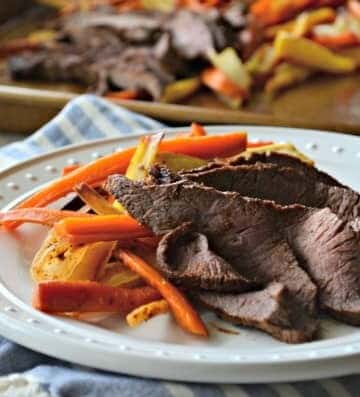 One-Pan Dinner: Roasted Root Vegetables with London Broil