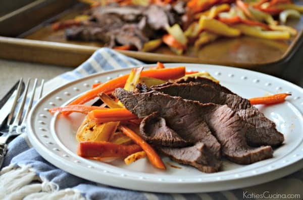 One-Pan Dinner: Roasted Root Vegetables with London Broil