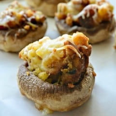 Baked Cheesy Stuffing Stuffed Mushrooms