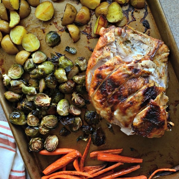 One Pan Honey Roasted Turkey and Vegetables