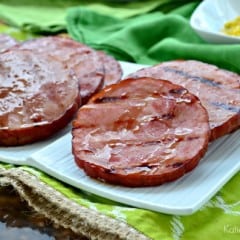 Grilled Honey Bourbon Glazed Ham Steaks