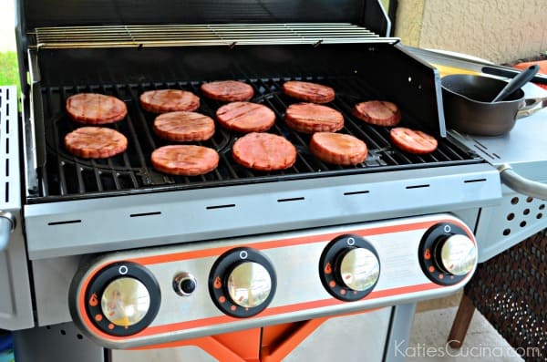 Grilled Honey Bourbon Glazed Ham Steaks