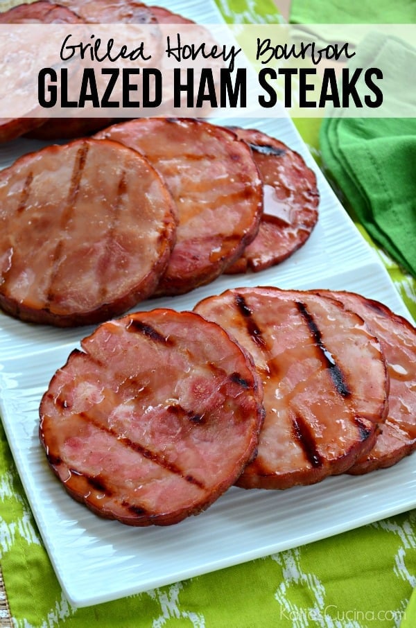 Grilled Honey Bourbon Glazed Ham Steaks Recipe 