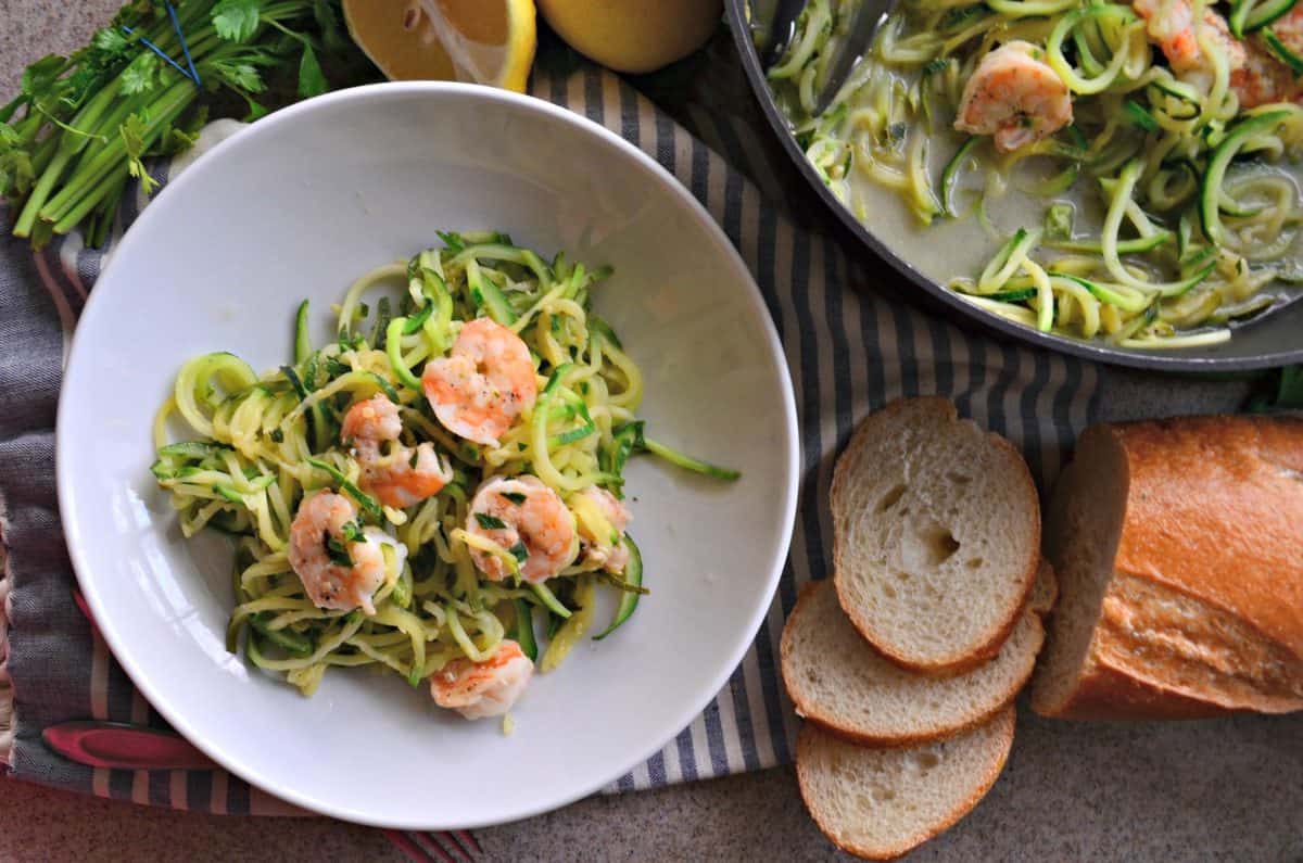 One Pot Zoodle Shrimp Scampi