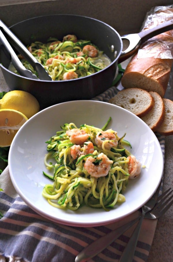 One Pot Zoodle Shrimp Scampi