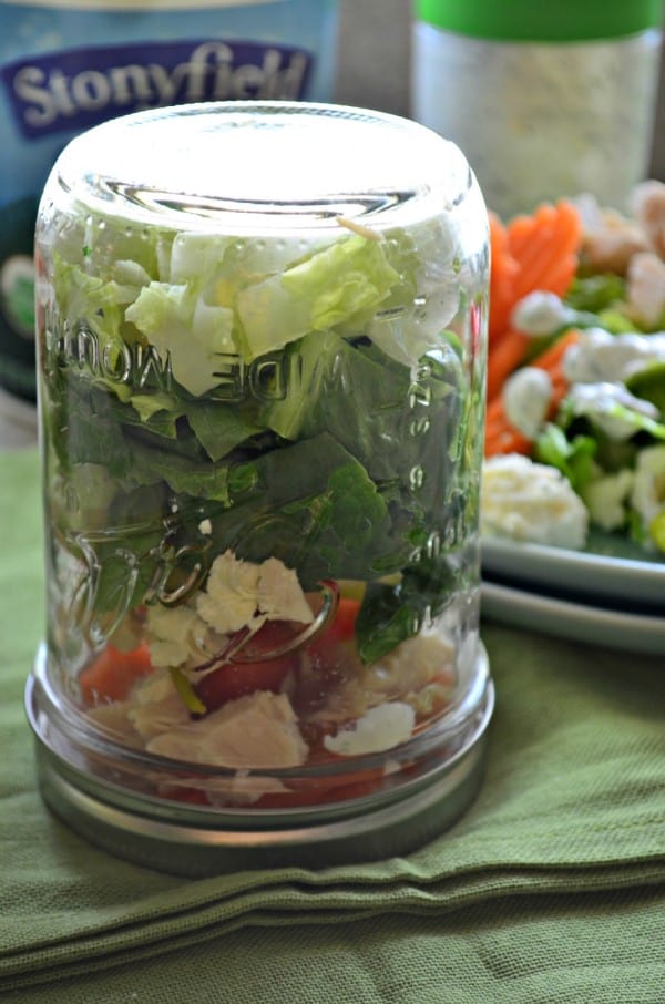 Salad in a Jar with Feta and Dill Greek Yogurt Dressing