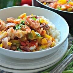 Cajun Shrimp & Andouille Skillet Dinner using @Circulon Cookware! #CirclesForLove #Ad
