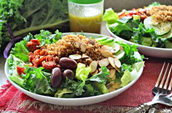 Copycat Panera Salad -- Mediterranean Quinoa Salad with Sliced Almonds Recipe