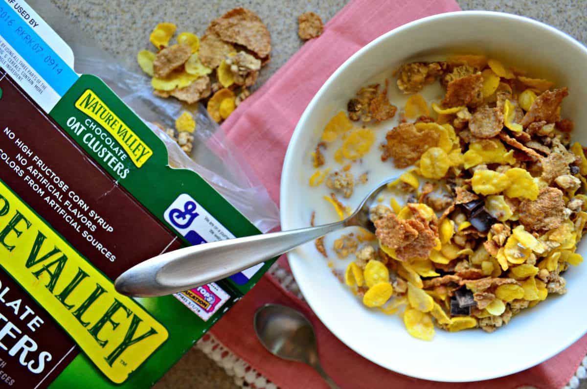 Nature Valley Chocolate Oat Clusters Cereal with Milk Katie's Cucina
