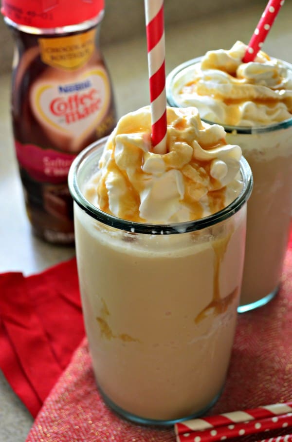 Salted Caramel Chocolate Frappuccino Recipe o #ChocolateBoutique, #ButFirstCoffeeMate, #ad