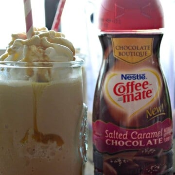 Salted Caramel Chocolate Frappuccino Recipe o #ChocolateBoutique, #ButFirstCoffeeMate, #ad