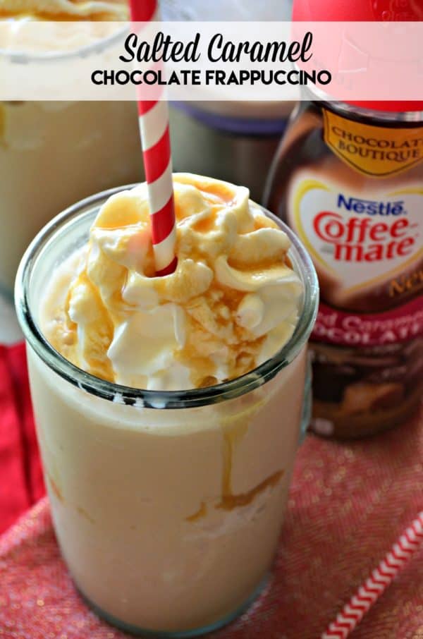 Salted Caramel Chocolate Frappuccino Recipe o #ChocolateBoutique, #ButFirstCoffeeMate, #ad
