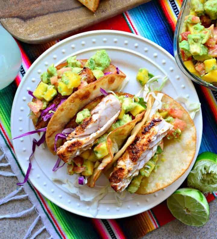 Mahi Mahi Fish Tacos with Mango Avocado Salsa