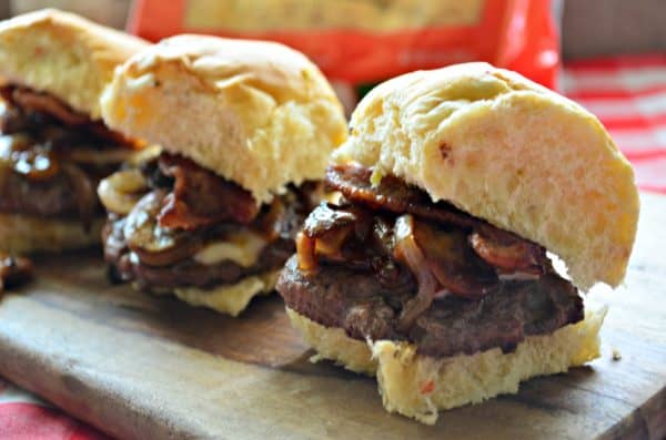 Barbecue Cheddar, Mushroom, Onion Sliders