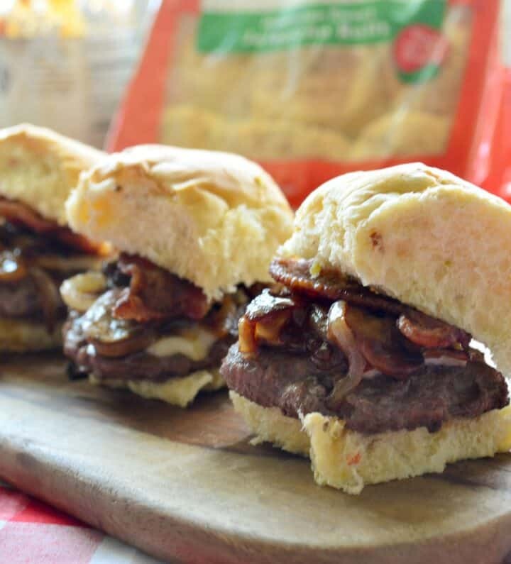 Barbecue Cheddar, Mushroom, Onion Sliders