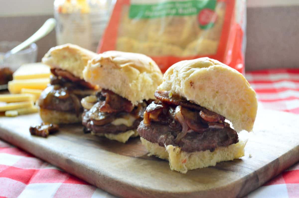 Barbecue Cheddar, Mushroom, Onion Sliders