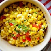 Fresh Corn Saute with Green Onions and Red Peppers