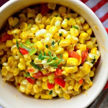 Fresh Corn Saute with Green Onions and Red Peppers