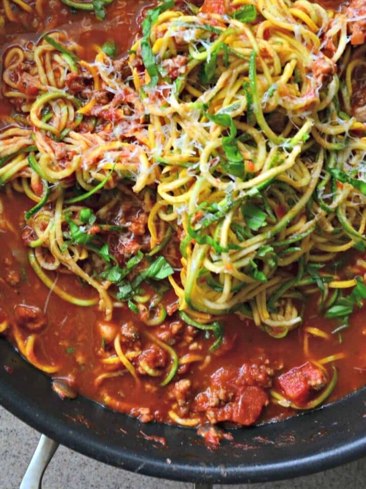 One Pot Zoodles with Bolognese Sauce