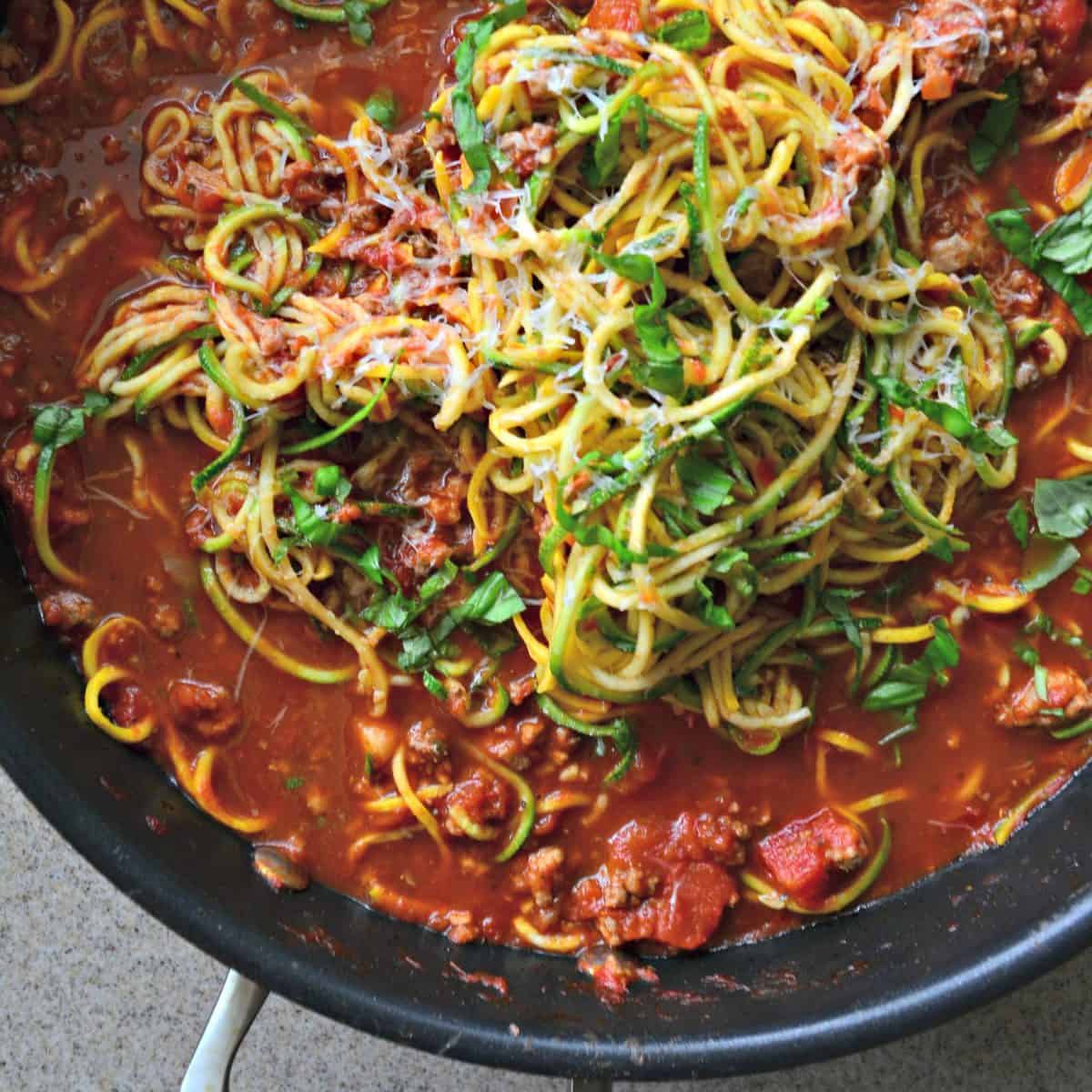One Pot Zoodles with Bolognese Sauce