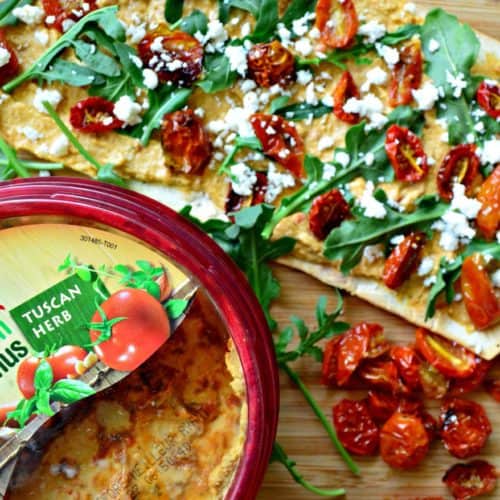 @Sabra Tuscan Herb Hummus Flatbread with Roasted Tomatoes #UnofficialMeal #NationalHummusDay
