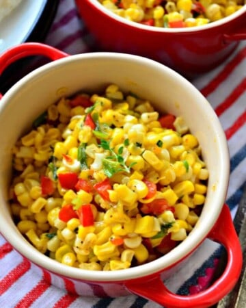 Fresh Corn Saute with Green Onions and Red Peppers