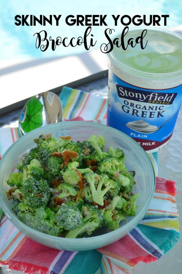 Skinny Greek Yogurt Broccoli Salad using @Stonyfield Greek Yogurt & Shirt by @prAna #SummerCravings #stonyfieldblogger #prAna #ad