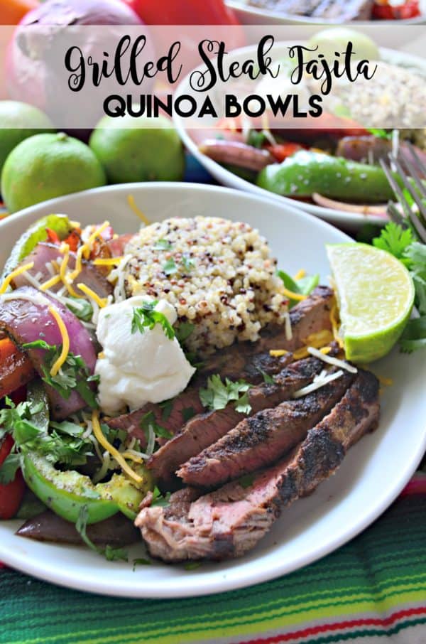 Grilled Steak Fajita Quinoa Bowls #inspiredbybeef #SundaySupper