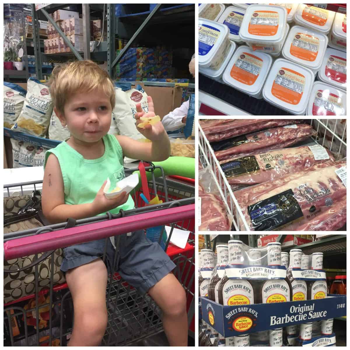 Baby Back Ribs and BBQ Sauce at BJ's Wholesale club in the aisle and on the shelf.