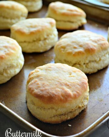 Buttermilk Biscuits on a baking sheet.