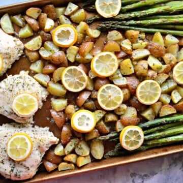 Sheet Pan Lemon Garlic Chicken Dinner recipe