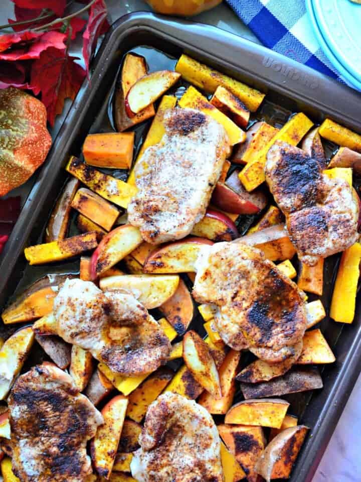 Sheet Pan Harvest Pork Chop Dinner