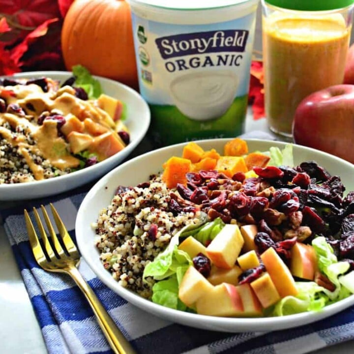 Harvest Quinoa Salad with Pumpkin Yogurt Dressing Katie's Cucina