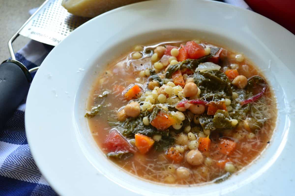 Garbanzo Bean Vegetable Soup with Pearled Couscous Recipe Katie's Cucina