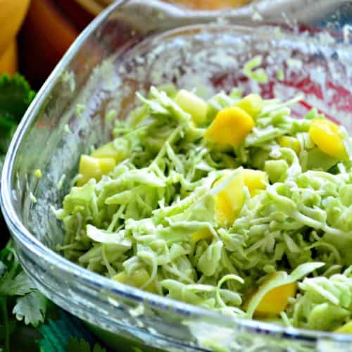 Creamy Cilantro Mango Coleslaw