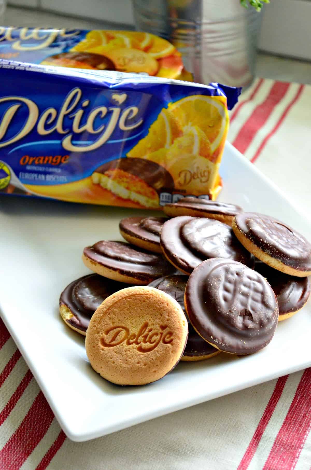 Delicje Polish Cookies on the counter in front of packaging.