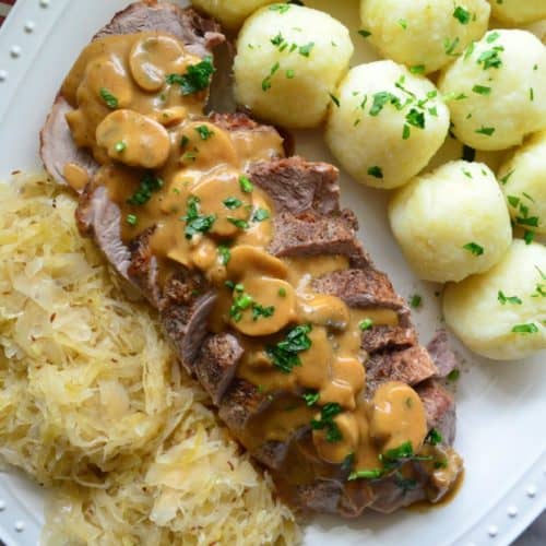 Polish Feast - Pork Roast with Potato Dumplings and Sauerkraut