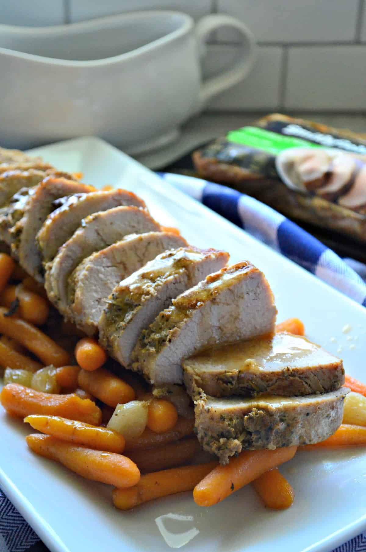 Instant Pot Garlic and Herb Pork Tenderloin with Carrots and Pearl Onions - Katie's Cucina