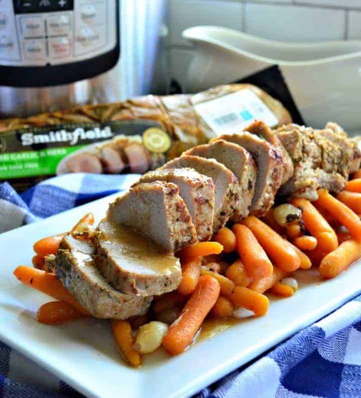 Instant Pot Smithfield Garlic and Herb FRESH Pork Tenderloin with Carrots and Pearl Onions
