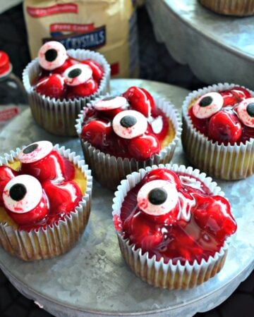 Bloody Eyeball Cherry Cheesecake Cupcakes