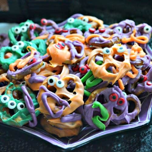 Chocolate Covered Pretzel Monster Bites