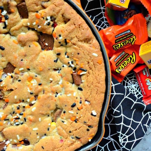 Halloween Candy Skillet Cookie